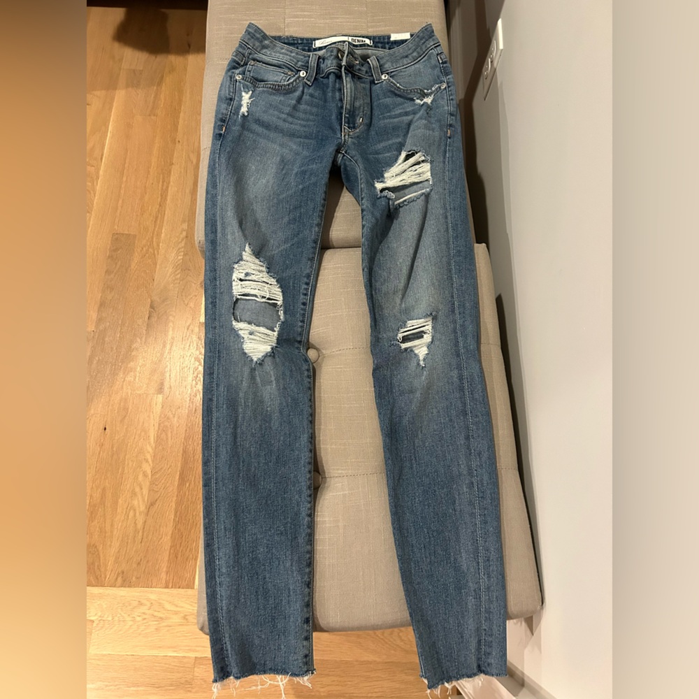 Lovers + Friends Blue Distressed Skinny Jeans